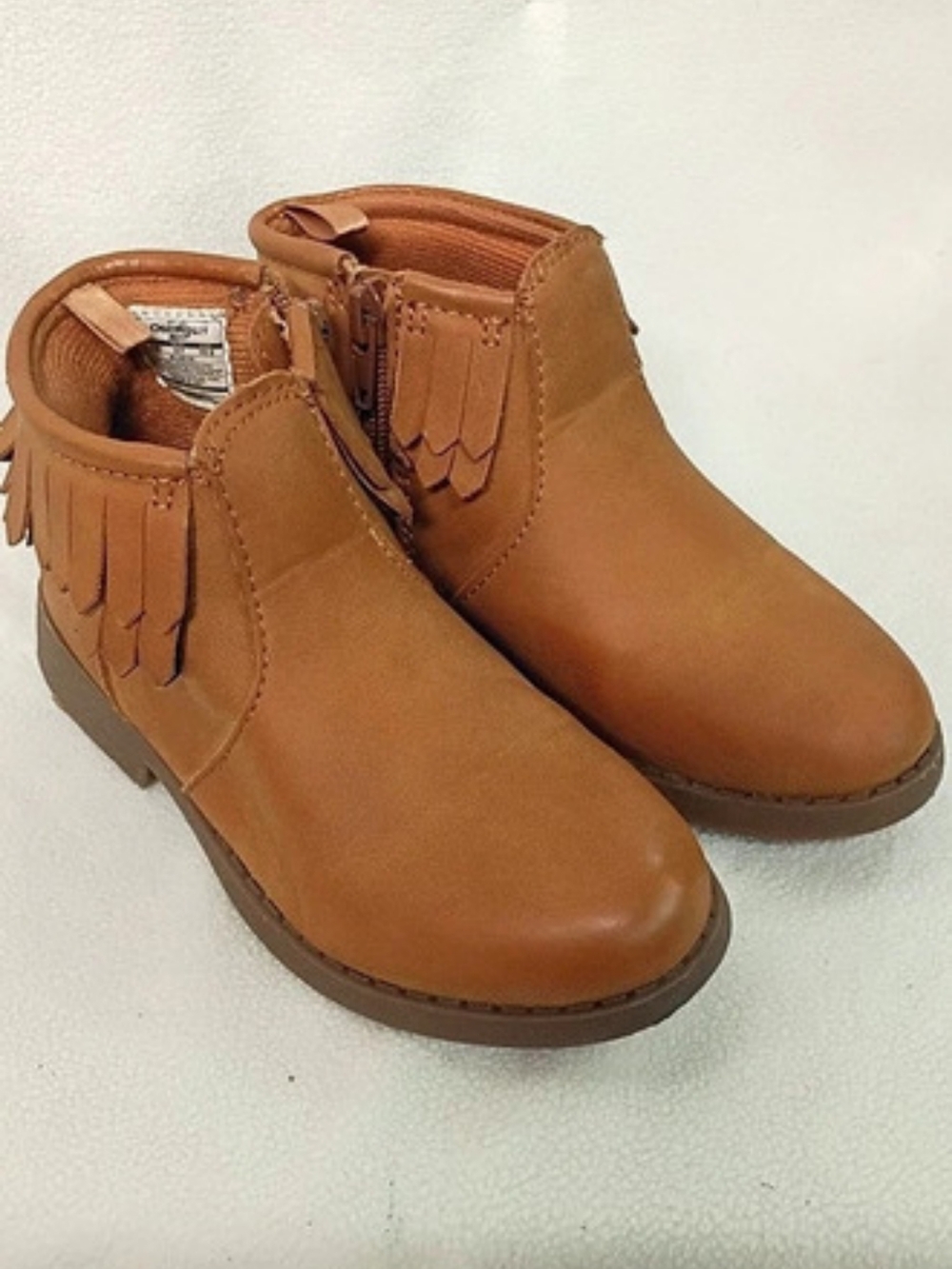 OshKosh B'gosh Girls Fringe Ankle Boots US 10 Brown Zipper Closure EUC